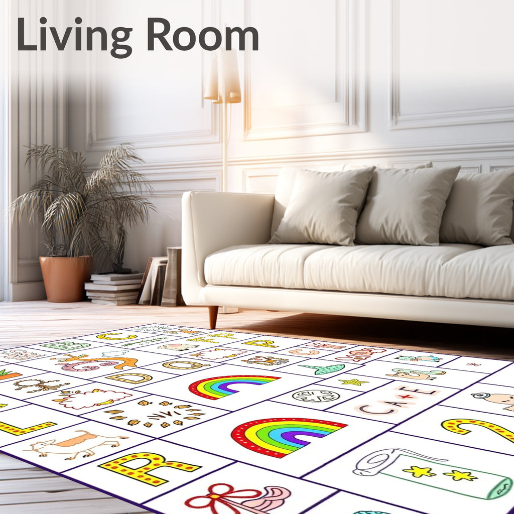 Alphabet Rainbow Animal Character Rug