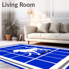 Bold White Lion Grid Blue Rug