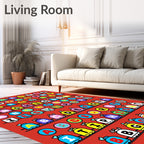 Alphabetical Bell Whimsical Red Rug