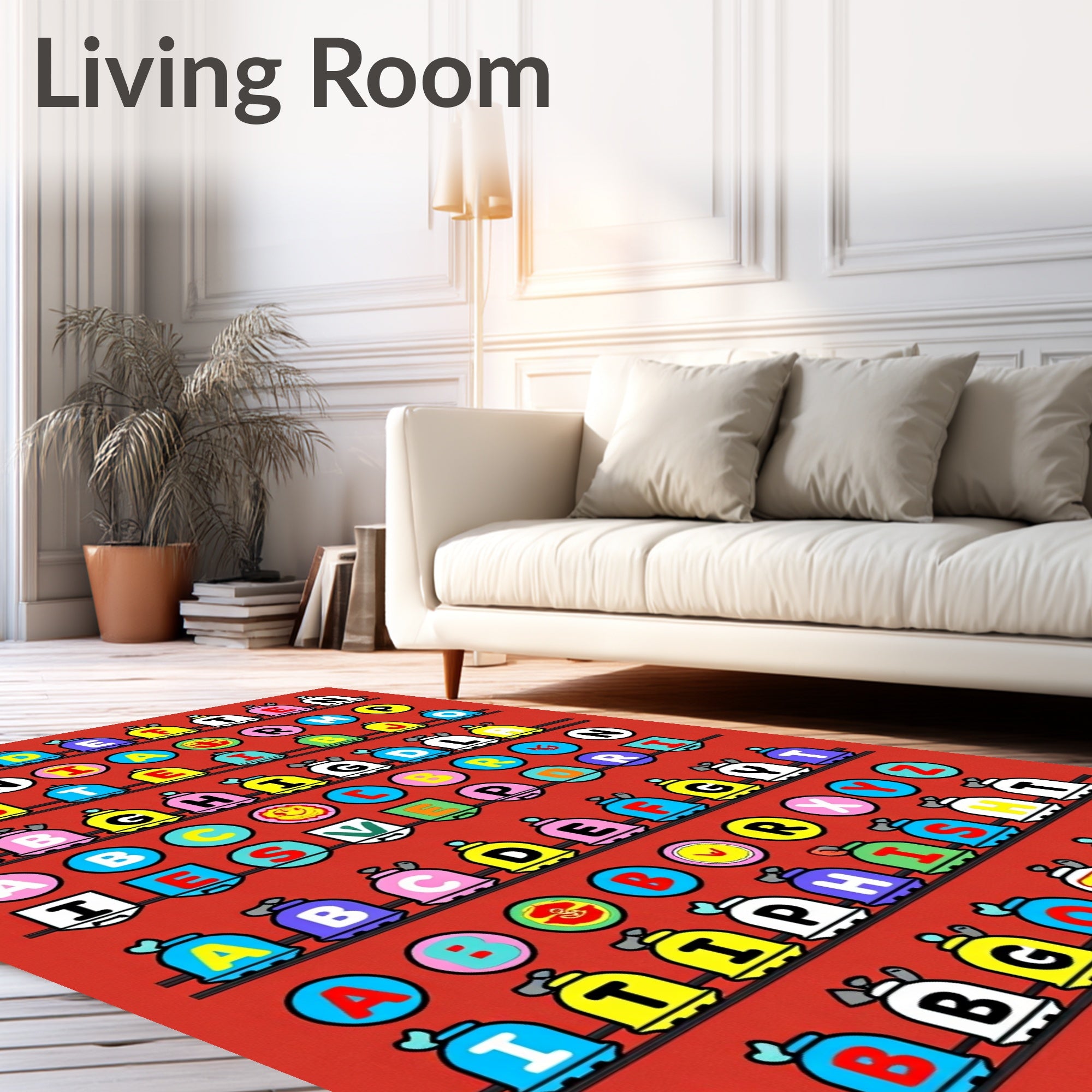 Alphabetical Bell Whimsical Red Rug