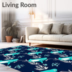 Ocean Orca Teal White Navy Rug