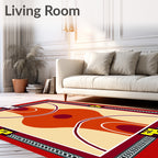 Bold Orange Geometric Oval Design Rug