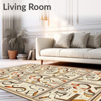 Eclectic Script Ochre Botanical Mosaic Rug