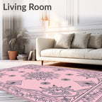 Pink Delicate Blooming Garden Scrollwork Rug