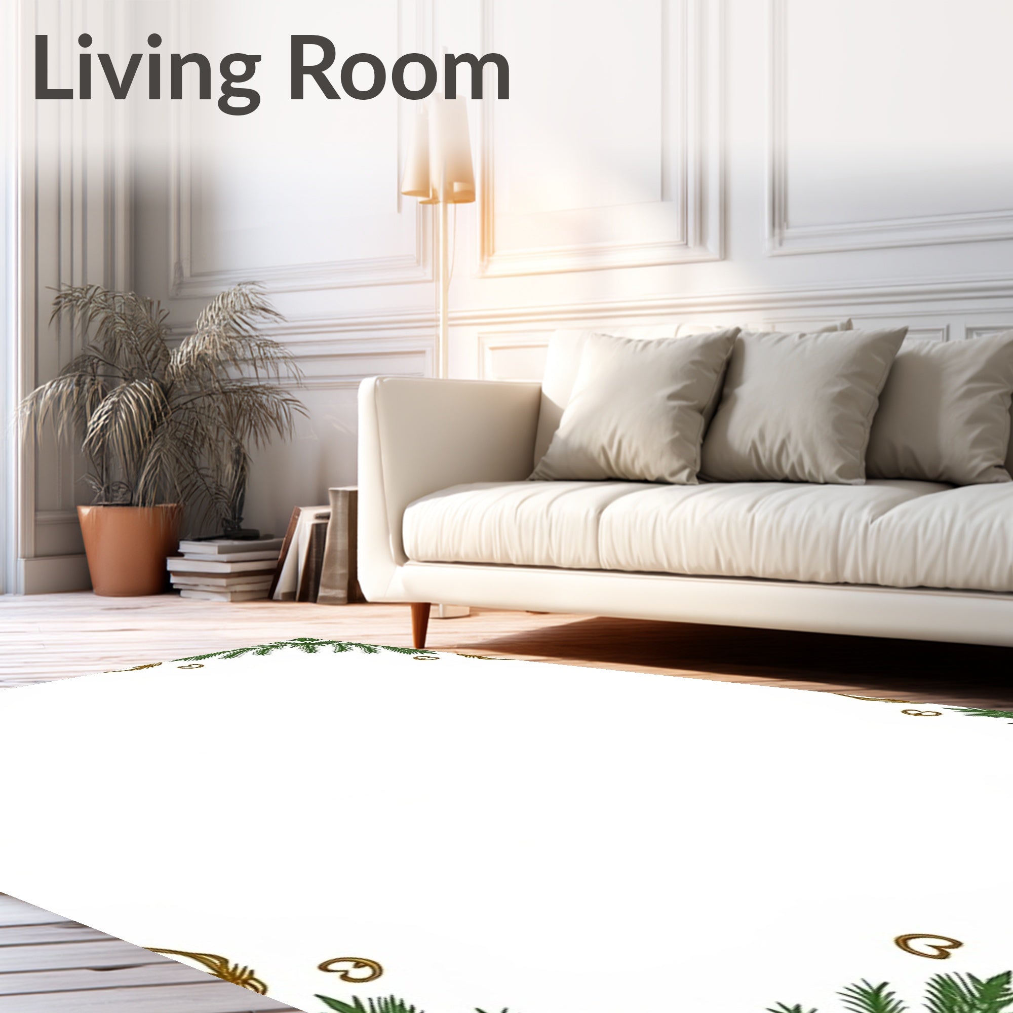 Golden Heart Greenery Corner Accents Rug