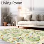 Whimsical Green Creature Aquatic Mandala Rug