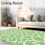 Pastel Green Foliage Branches Botanical Rug