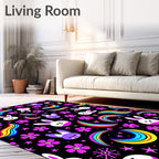 Vibrant Rainbow Bunny Stars Night Rug
