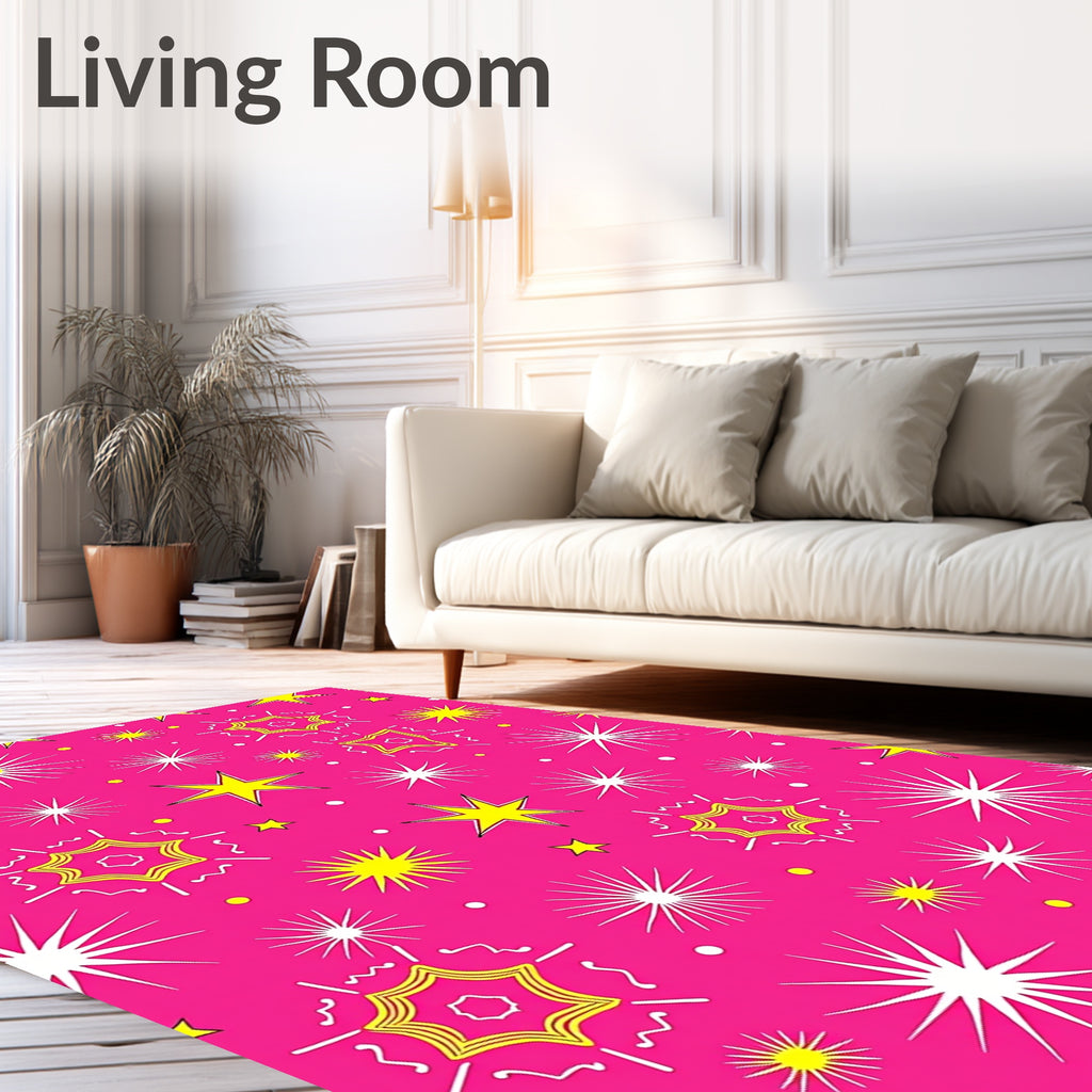 Bright Pink Yellow Starburst Radiance Rug