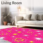 Bright Pink Yellow Starburst Radiance Rug
