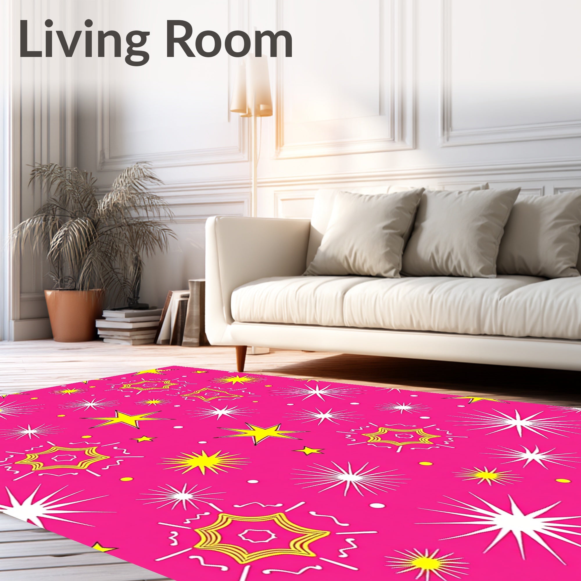 Bright Pink Yellow Starburst Radiance Rug