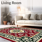 Rich Burgundy Floral Medallion Border Rug