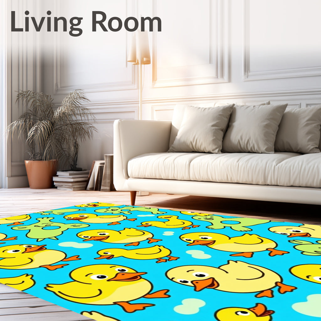 Yellow Duckling Green Creature Repeat Rug
