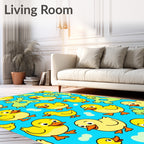Yellow Duckling Green Creature Repeat Rug