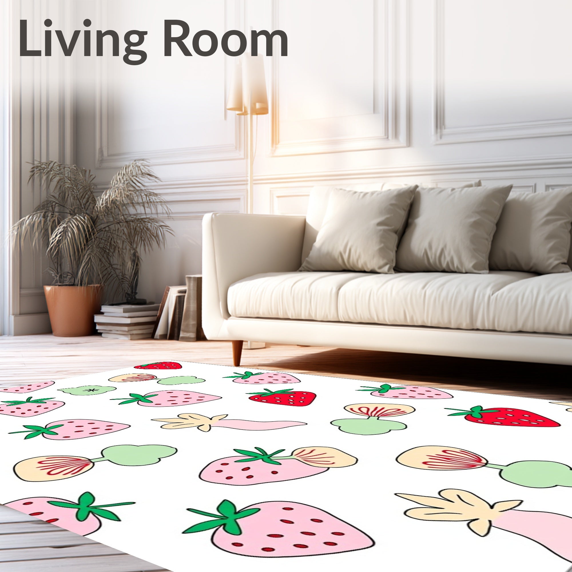 Sweet Strawberry Cloud Garden Rug