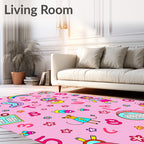 Whimsical Pink ABC and Number Collage Rug