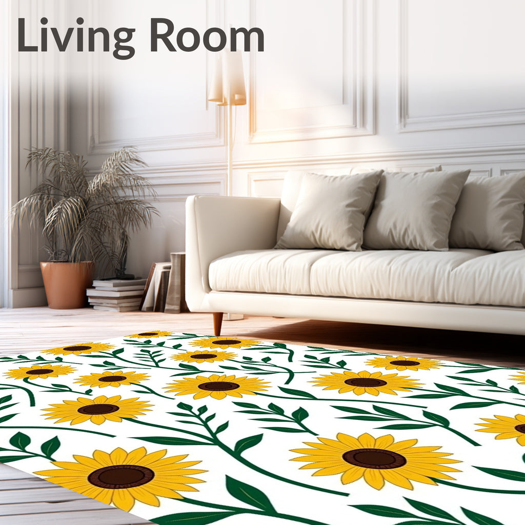 Golden Sunflower Garden Foliage Rug