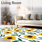 Golden Sunflower Garden Foliage Rug
