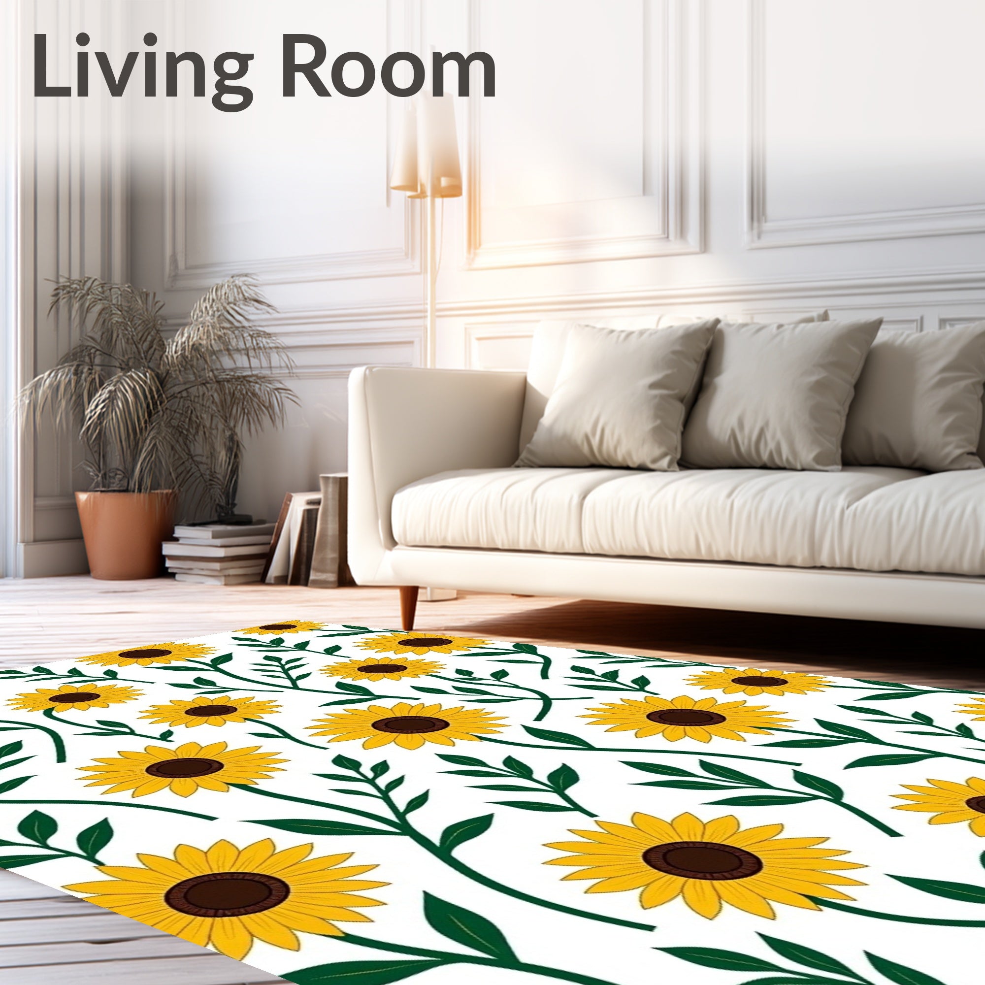 Golden Sunflower Garden Foliage Rug