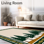 Dark Green Pine Forest Bordered Rug