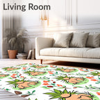 Whimsical Orange Floral Green Creature Rug