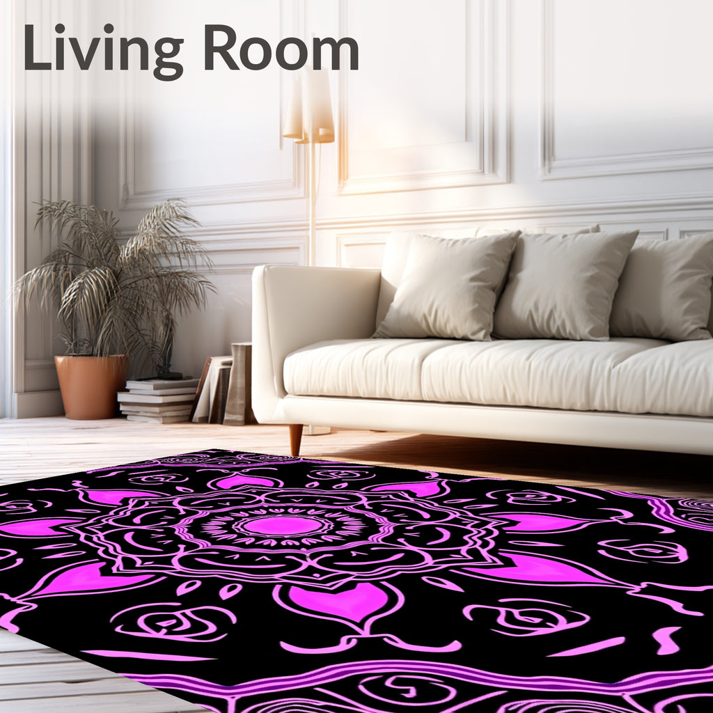 Vibrant Pink Mandala Bloom Rug
