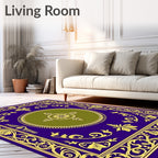 Royal Blue Gold Floral Medallion Rug