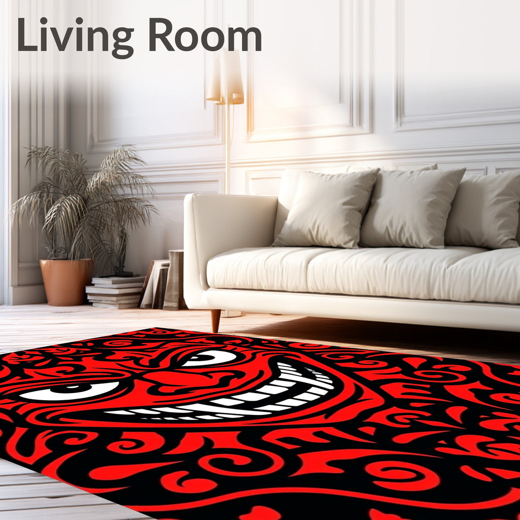Fierce Red Tribal Face Rug