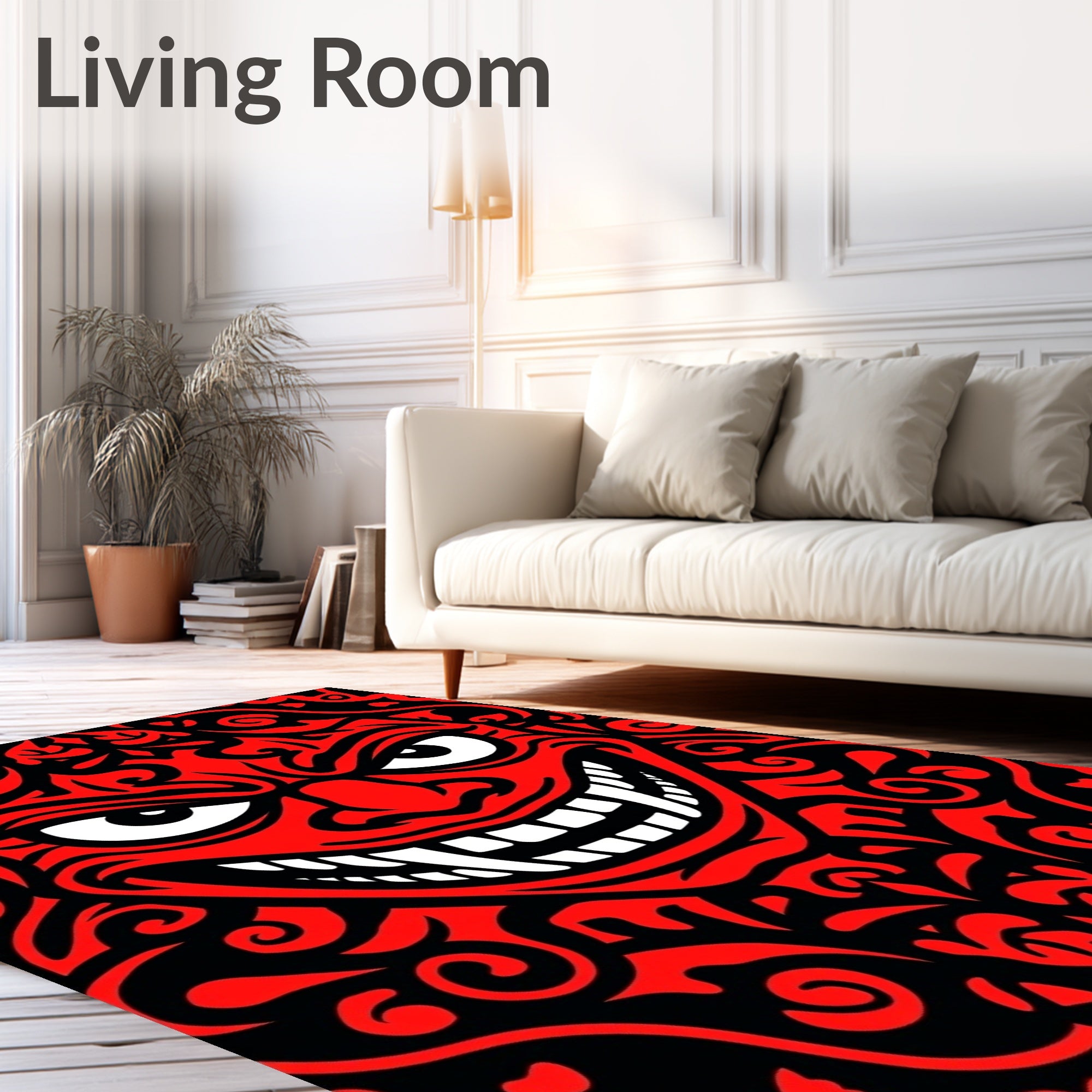 Fierce Red Tribal Face Rug