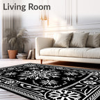 Monochromatic Snowflake Starburst Medallion Rug