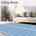 Modern Blue White Striped Line Rug