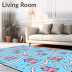 Whimsical Pink Houses Maze Whimsy Rug