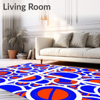 Blue Orange Abstract Circles Rug
