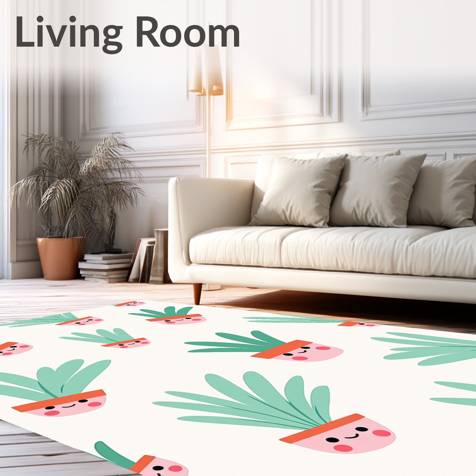 Whimsical Potted Plants Playful Arrangement Rug