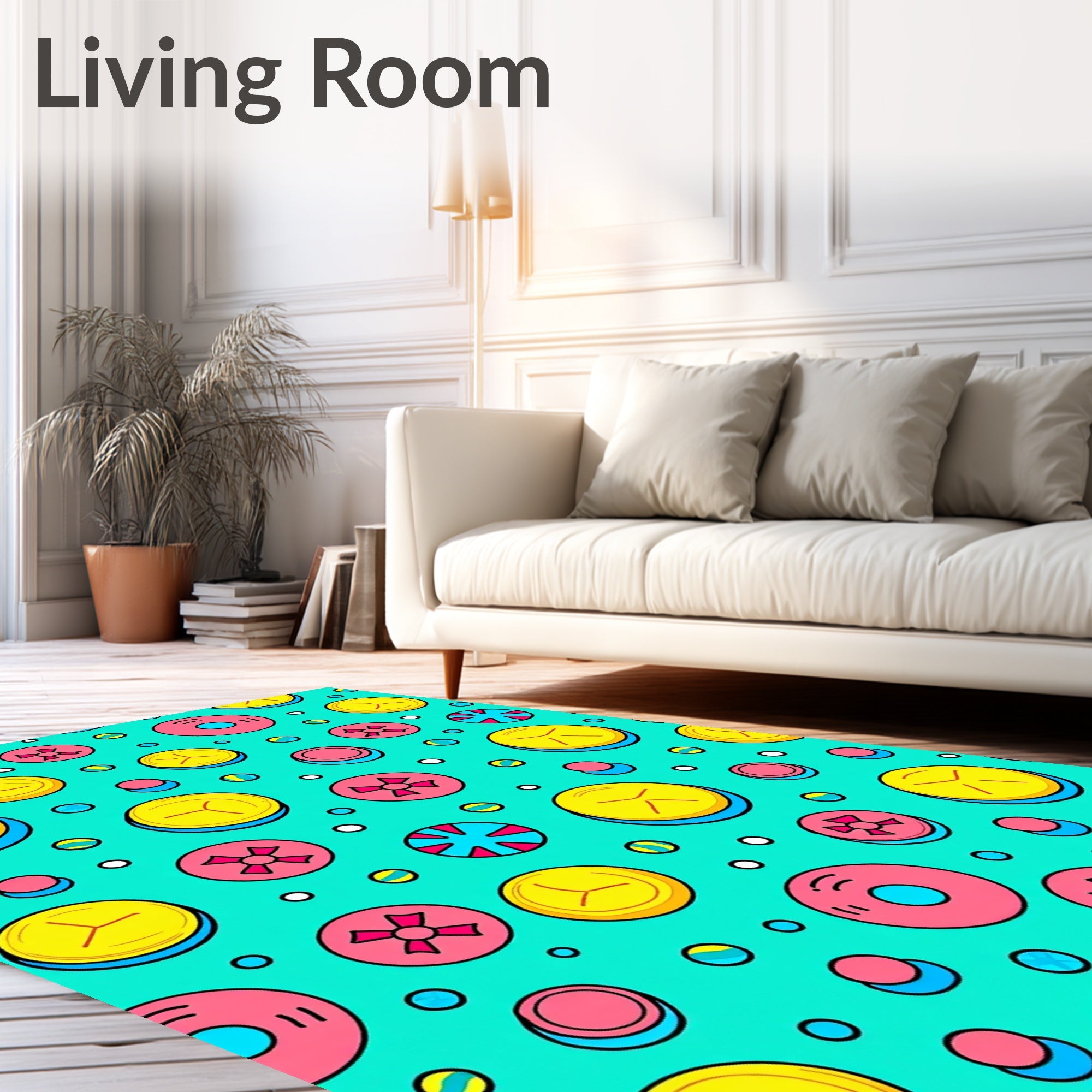 Retro Comic Book Circles Rug