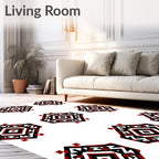 Tribal Red Black Geometric Medallion Rug