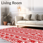 Bold Crimson Tribal Figurative Rug