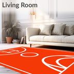 Vibrant Orange Court Lines Rug