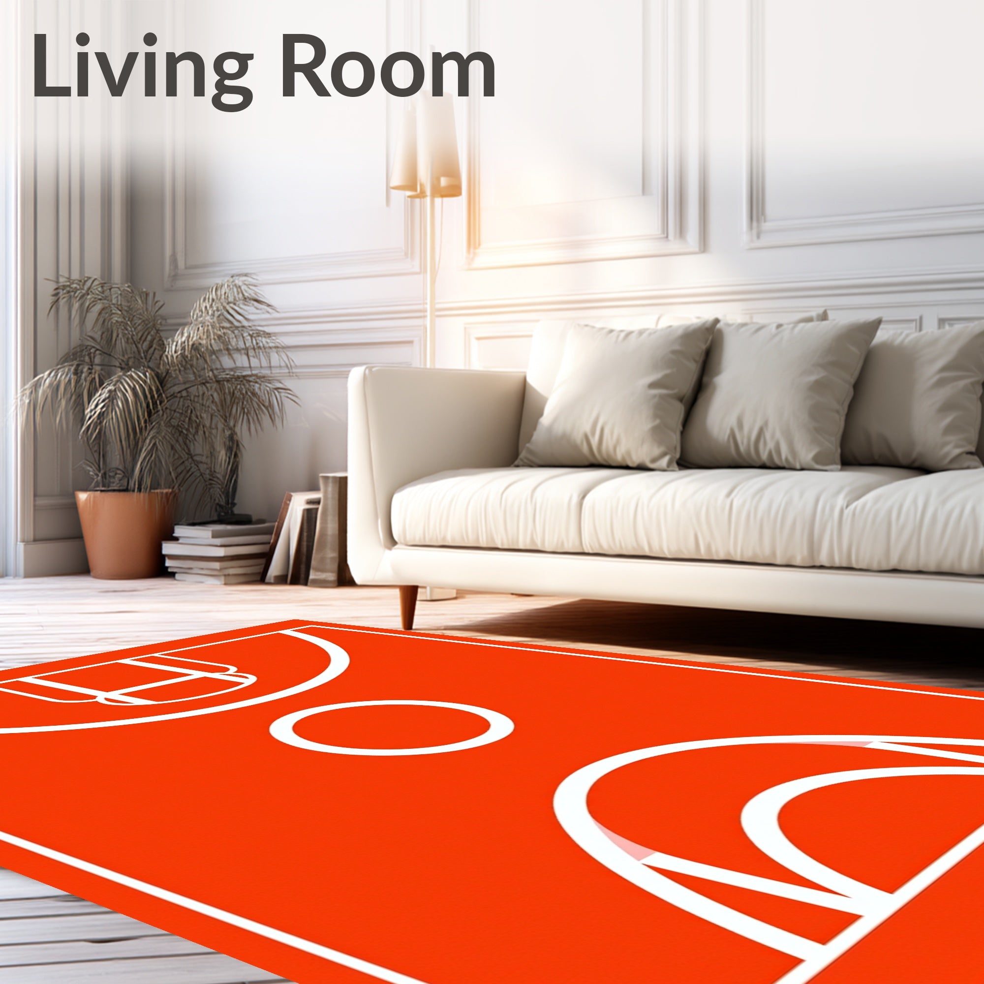 Vibrant Orange Court Lines Rug