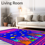 Vibrant Fish Coral Reef Border Rug