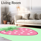 Pink Polka Dot Strawberry illustration Rug