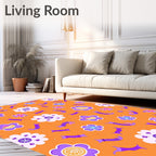Retro Purple Floral Stripe Accents Rug