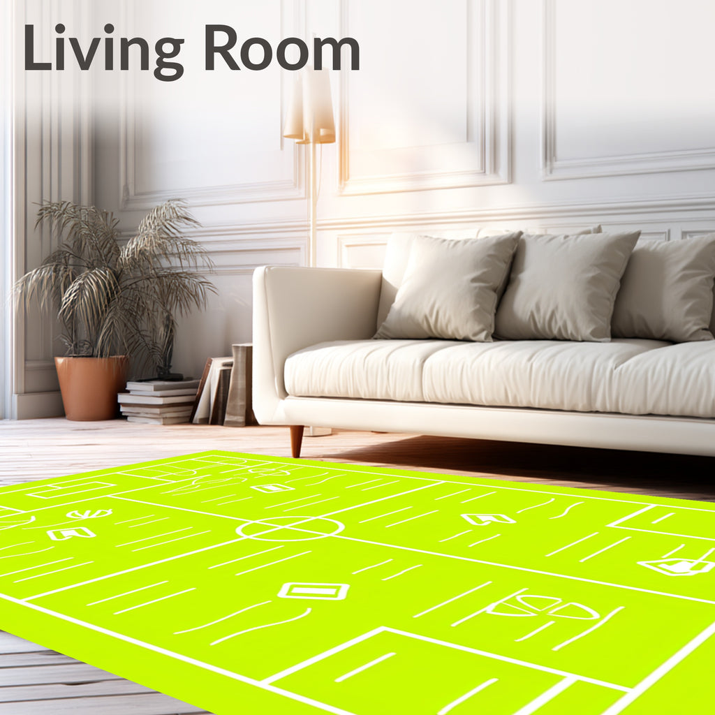 Acid Yellow Geometric Schematic Layout Rug
