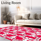 Crimson White Geometric Lattice Rug