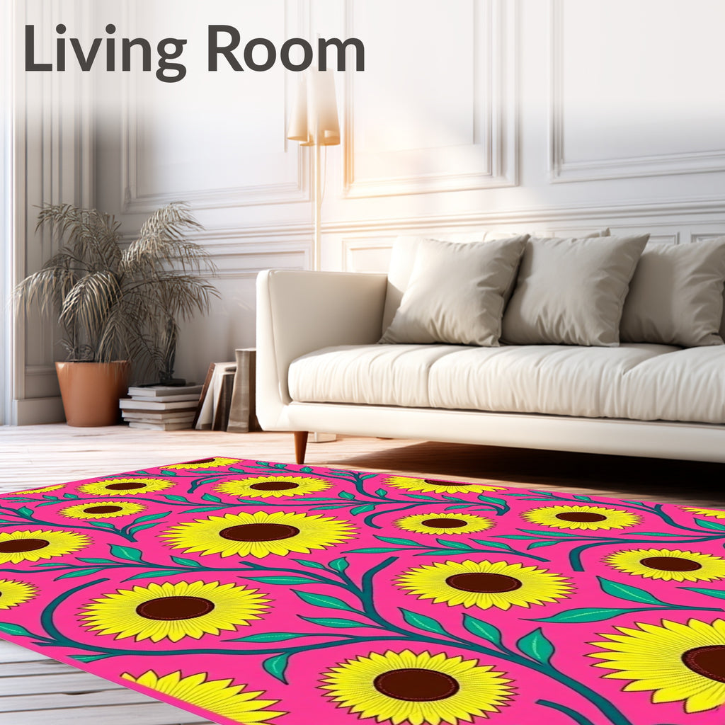 Vibrant Yellow Sunflower Meadow Rug