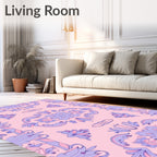 Pastel Purple Floral Medallion Symmetry Rug