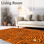 Bold Orange Swirling Line Abstract Rug