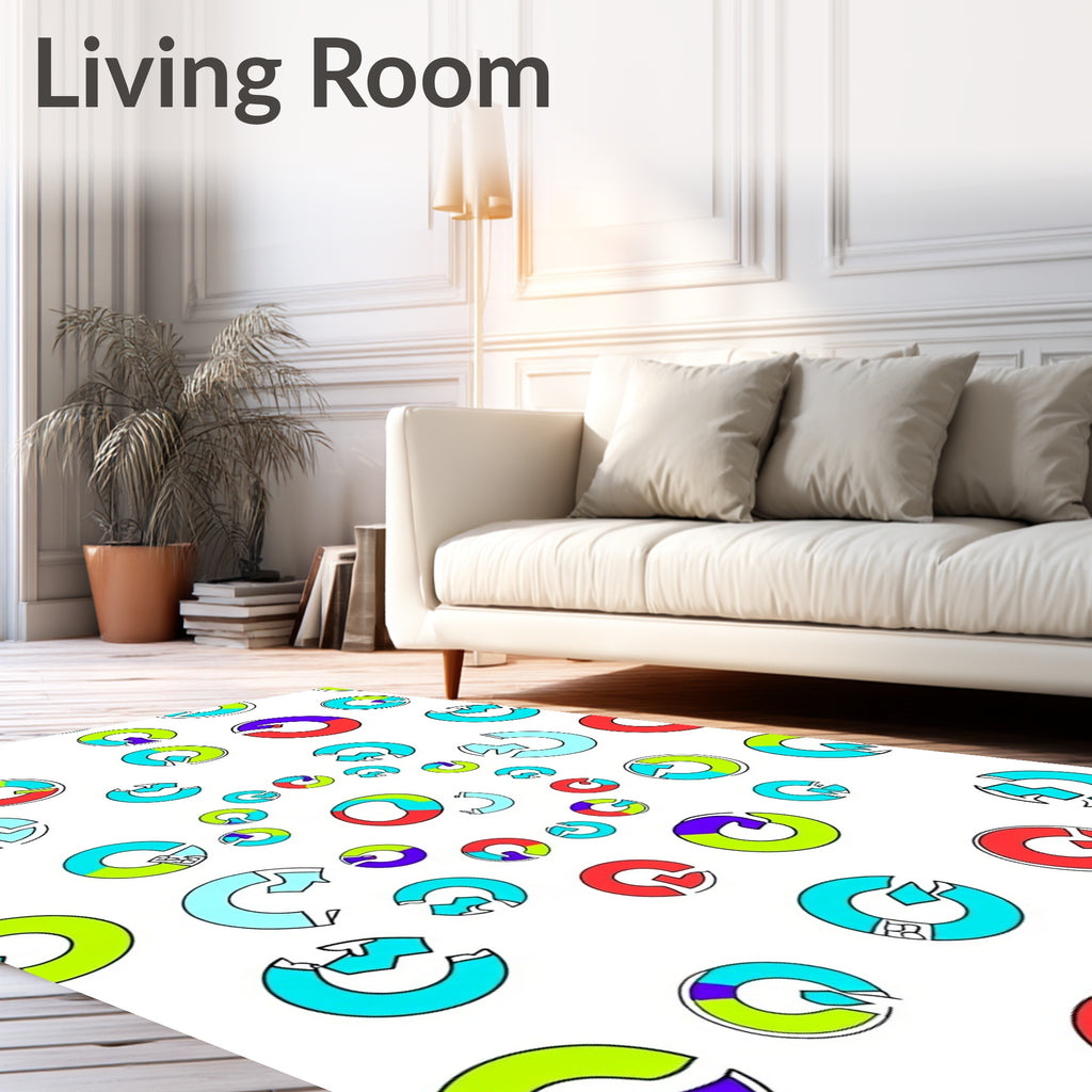 Colorful Circular Segments Repeating Pattern Rug