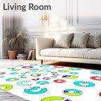 Colorful Circular Segments Repeating Pattern Rug
