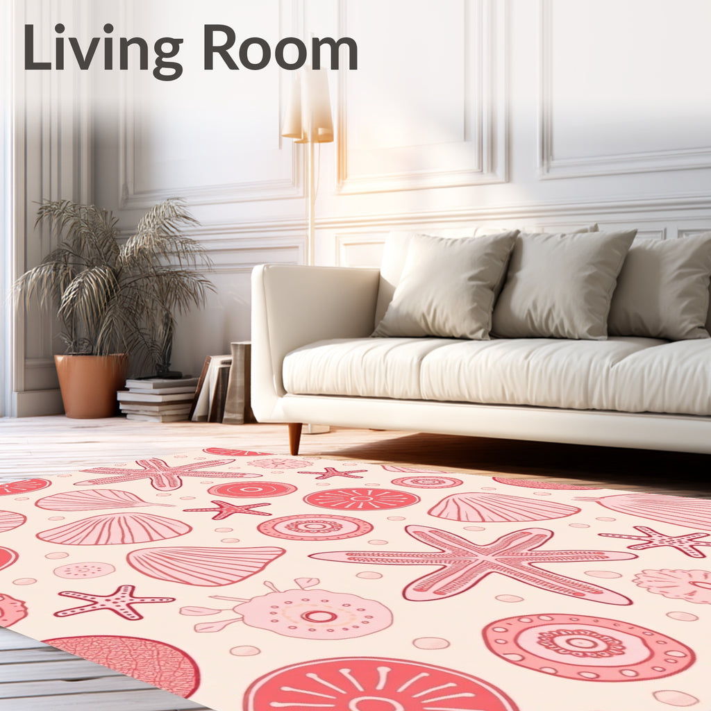 Coral Shell Starfish Scatter Rug